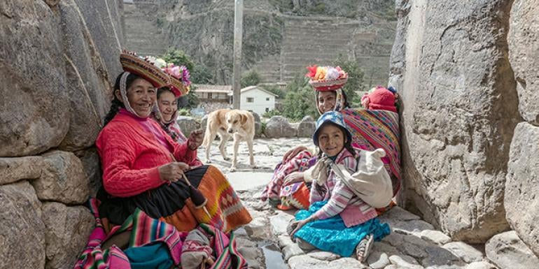 Peruvian women in mountains