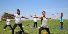 Yoga session outdoors